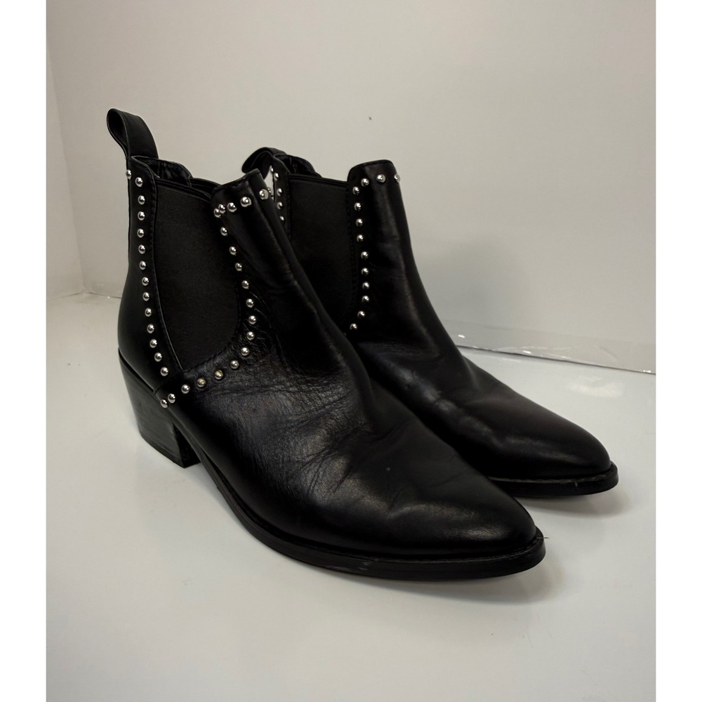 Steve Madden Black Studded Ankle Boots Maxeen Size 7.5 Biker Punk Moto Grunge